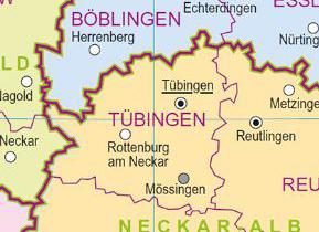 Kreiskarte Baden-Württemberg 1:1 200 000 (Ausschnitt)