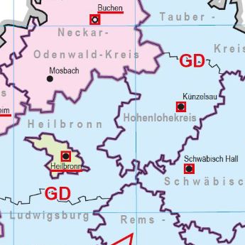 Beispiel zur Karte Flurneuordnungsbehörden in Baden-Württemberg